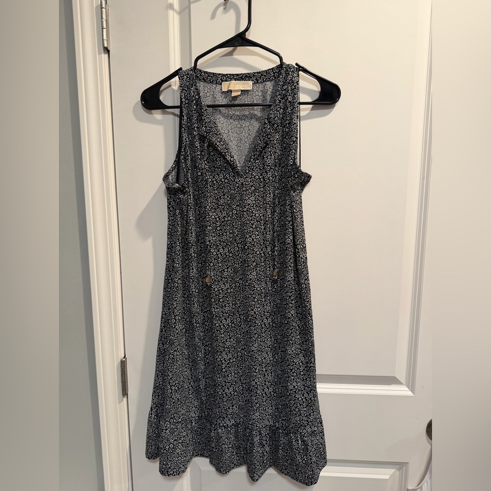 Michael Kors Black and White Floral Mini Dress